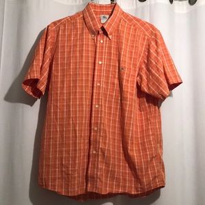 Orange Lacoste button down short sleeve